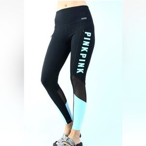Victoria's Secret PINK Ultimate High Waist Mesh Ankle Legging Zipper-size M Aqua